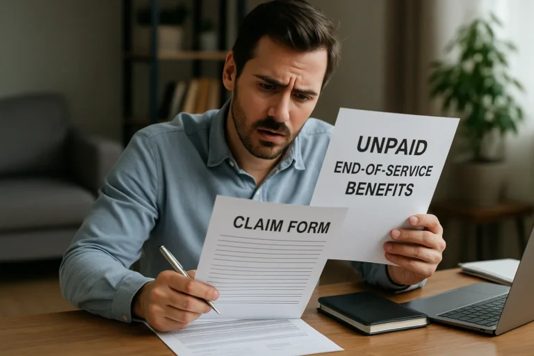 What is the process for claiming unpaid end-of-service benefits